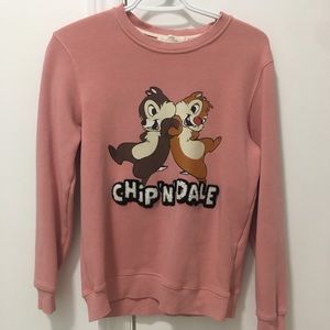 chip and dale Disney sweater Pink Womens Size XS Winter wear Cute Fashion Nice